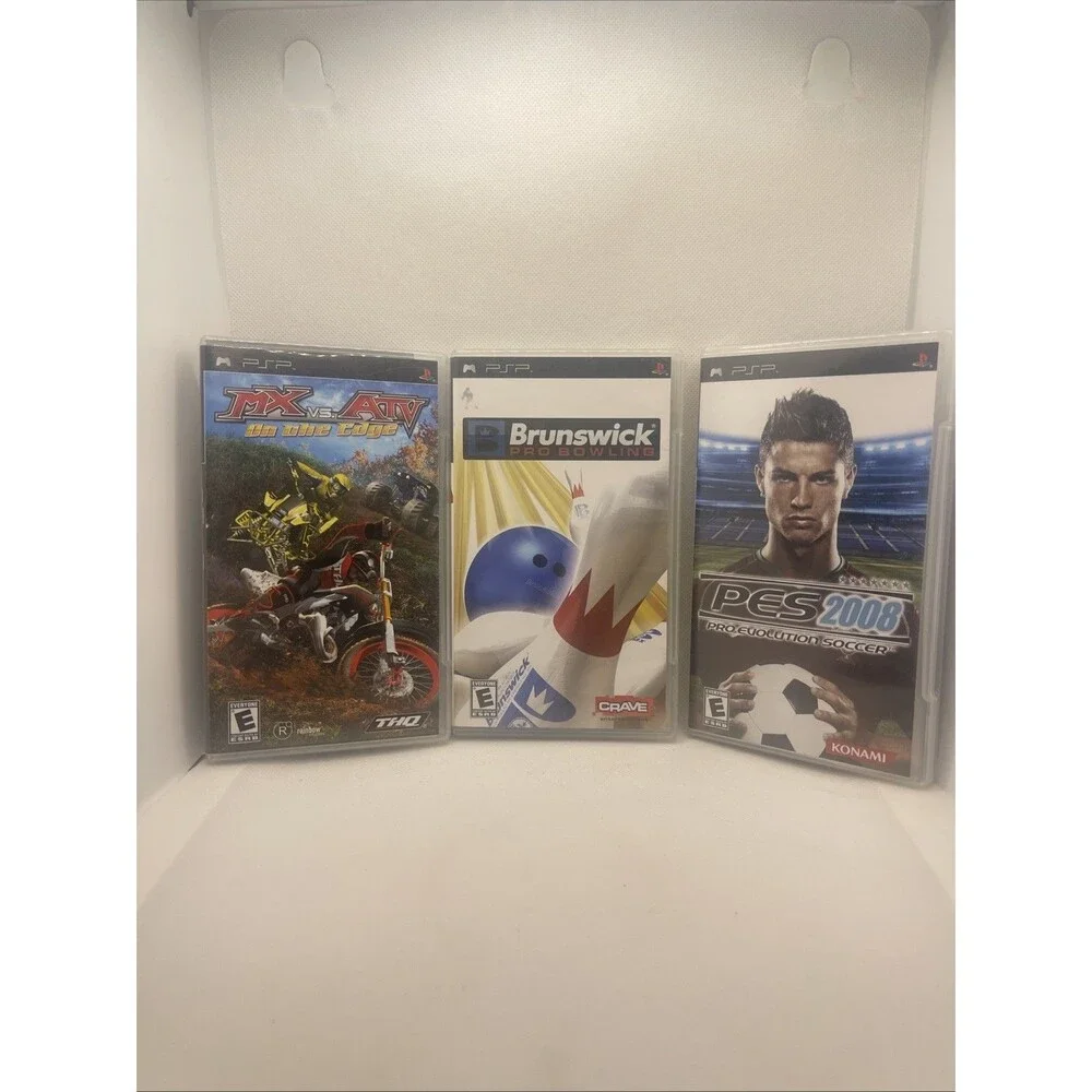 PSP Game Lot of 3 CIB MX Vs. ATV - Brunswick Pro Bowling - PES 2008